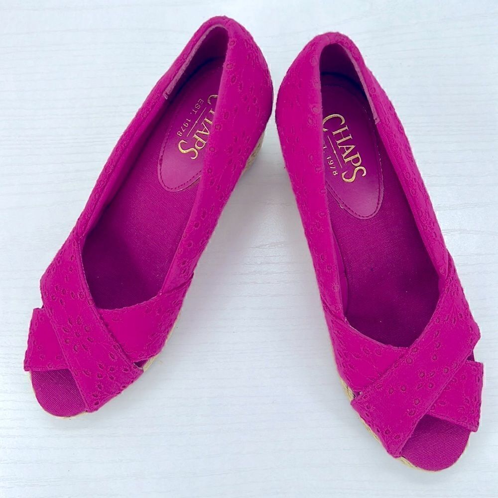 CHAPS Dakoda eyelet wedge peep toe shoes size 7